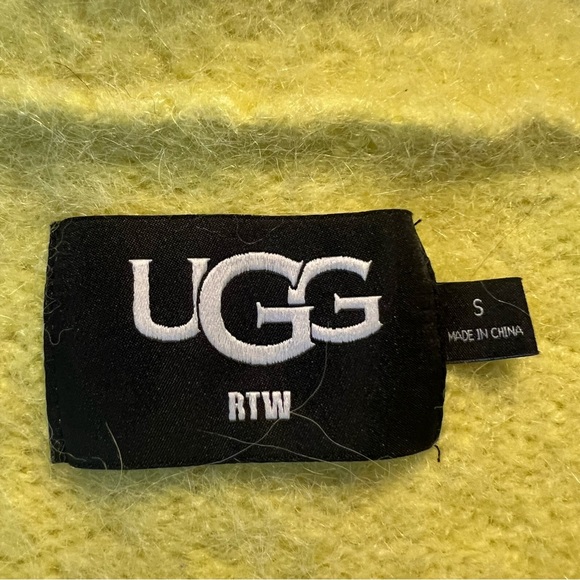 UGG Women's Jaelyn Cardigan Alpaca Wool Blend V-Neck Lime Yellow Sz Small - Picture 13 of 13